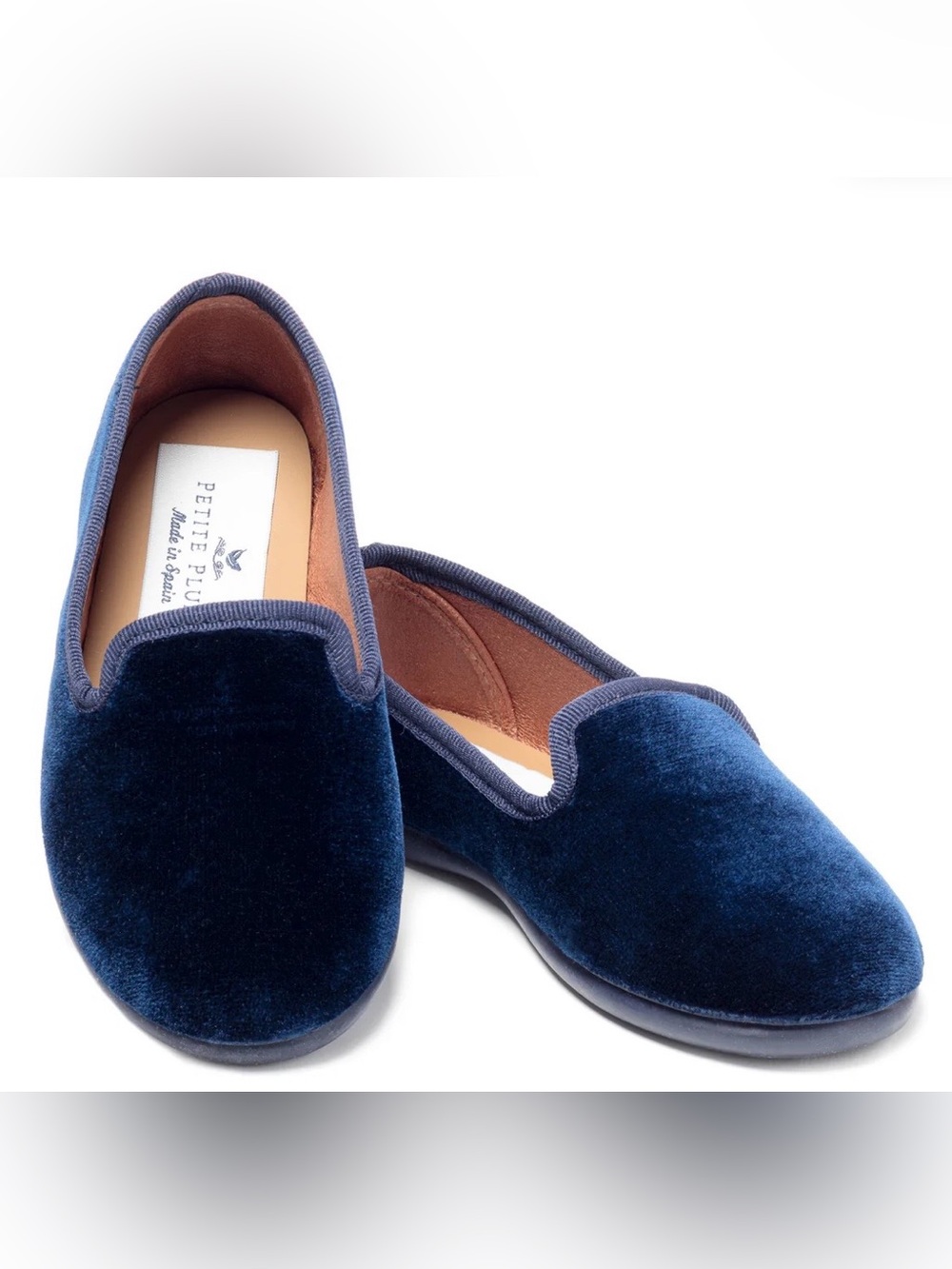 Petite Plume Navy Blue Velvet Slippers Loafers Shoes 37 Women’s 6.5 Men’s Boys 5
